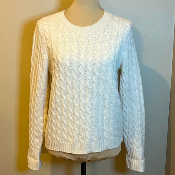 J Crew Classic Off White Cable Knit Cashmere Sweater, size S - Picture 1 of 11